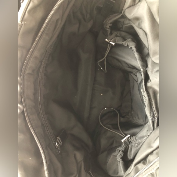 Prada carryall tote Convertible Crossbody Black Nylon Leather trim Travel bag - Picture 9 of 16